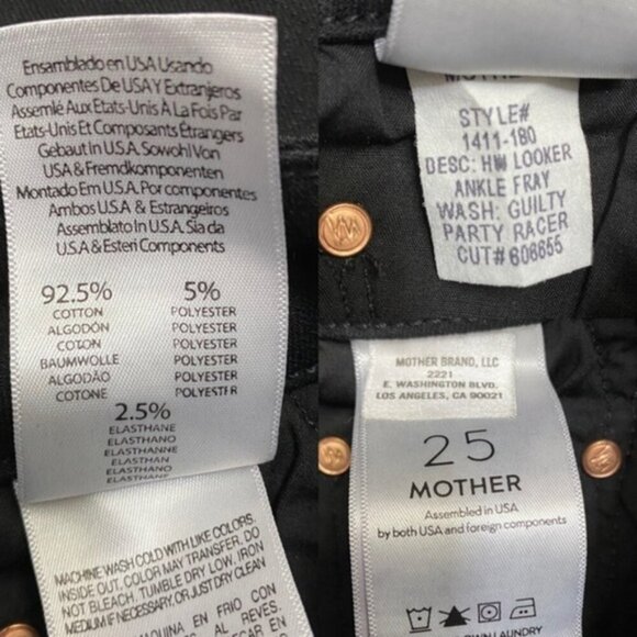 MOTHER High Waisted Looker Ankle Guilty Party Racer Women Size 25 - Picture 9 of 10